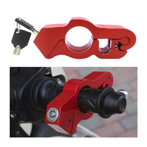 Osilly Motorcycle Lock, Heavy Duty Anti Theft Adjustable Bike Throttle Brake Handlebar Secure Lock with 2 Keys, Universal for Motorbike, ATV, Dirt Bike, Street Bike, Scooter and More (Red)