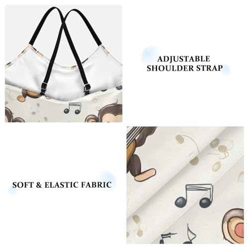 ALAZA Cute Monkeys Music Notes Girl’s Swimsuits Bathing Suit One Piece Beach Swimwear3