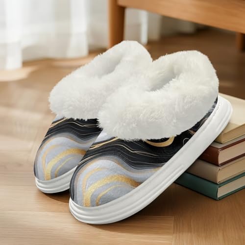 Non Slip Flannel Cozy House Slippers for Women, Memory Foam Warm Fluffy Slippers with Thick Sole2