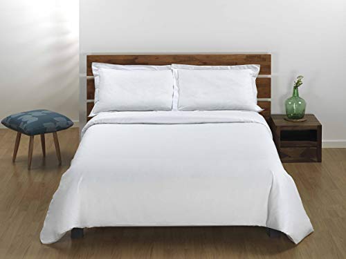 Sibiles - Juego de Funda Nórdica Blanca Hotel con Cojines Volante PoliAlgodón (Cama 150/160)