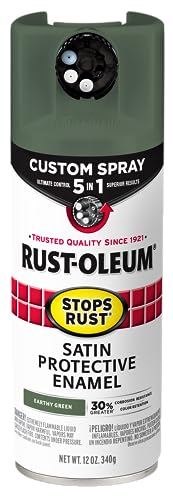 Rust-Oleum 383421 Stops Rust Custom Spray 5-in-1 Spray Paint, 12 oz, Satin Earthy Green