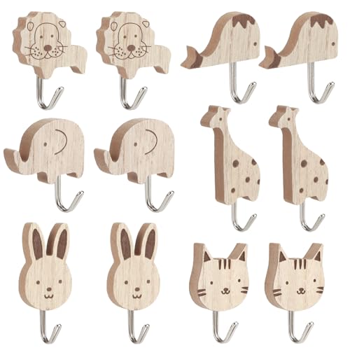 HO-SFSM 12 patères pour enfants, patères pour vestiaire d'enfants, patères murales autocollantes, formes d'animaux mignonnes pour chambre d'enfant, chambre...