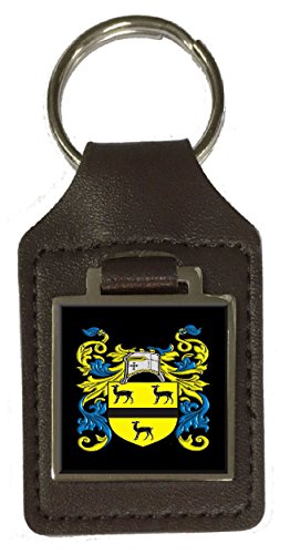 Porte-clés en cuir héraldique Jekyll marron idée cadeau homme
