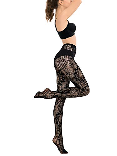 Image of HONENNA Patterned Fishnets Tights Black Pantyhose Stockings for Women, 1-6 Pairs