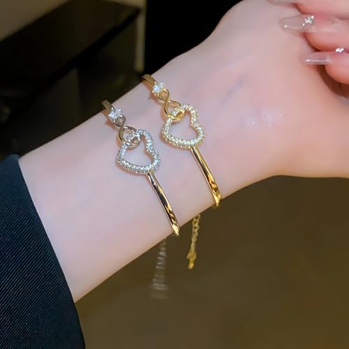 Image of To My Daughter Forever Connected Bracelet, Infinity Forever Love Heart Bracelets You Are Always In Mine From Mom Cubic Zirconia Adjustable Inspirational Gift Jewelry