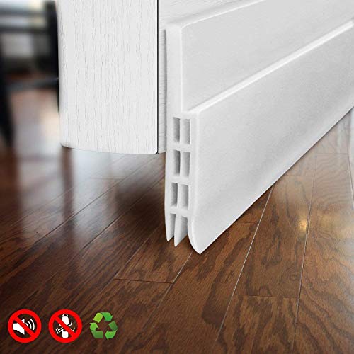 Burlete Puerta,XINYUKEJI100 x 5cm Burlete Bajo Puerta Burlete Autoadhesivo de Goma de Silicona, Antipolvo Aislamiento Acústico Prueba De Viento y Agua (Blanco 2 Piezas)