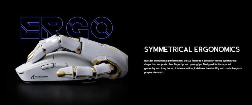Image of Attack Shark X3 Ultra Lightweight Wireless Gaming Mouse with Grip Tape, 26,000 DPI PixArt Sensor, Tri-Mode Connectivity, GM8.0 Kailh Switch, 200 Hours Battery (White with Grip)