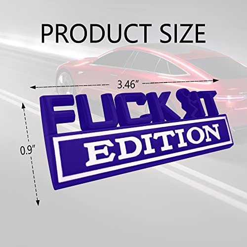 Image of Fuck IT Edition Emblem, Car Exterior Emblems Badge 3D Sticker Decal, Fuck-IT Edition Emblem 3D Fender Badge Decal, 3D Fender Badge Decal Car Truck Replacement, Fit for All Cars (Blue White)