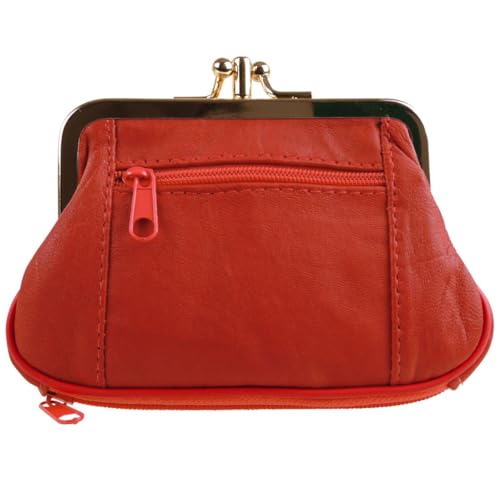 Oakridge Leather Monedero de doble cierre para mujer, coral, Monedero con cierre
