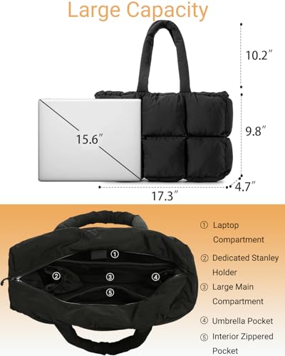 Bolso Puffer Tote grande acolchado para mujer miniatura 5