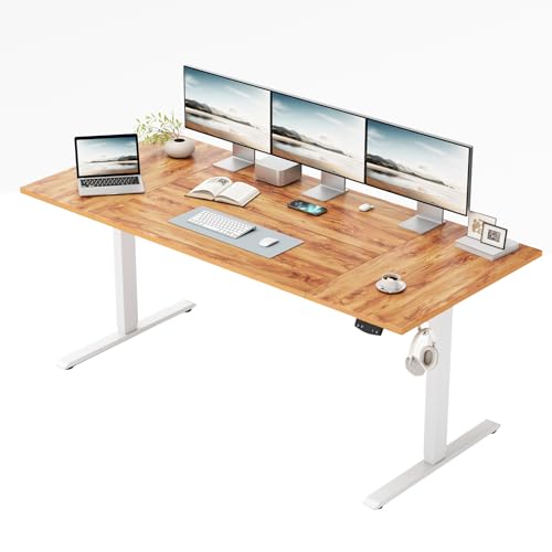 Klicelor Bureau électrique réglable en Hauteur, 160 x 80 cm, Bureau Assis-Debout, Bureau-d'ordinateur Informatique avec Fonction mémoire, Table de Gaming...