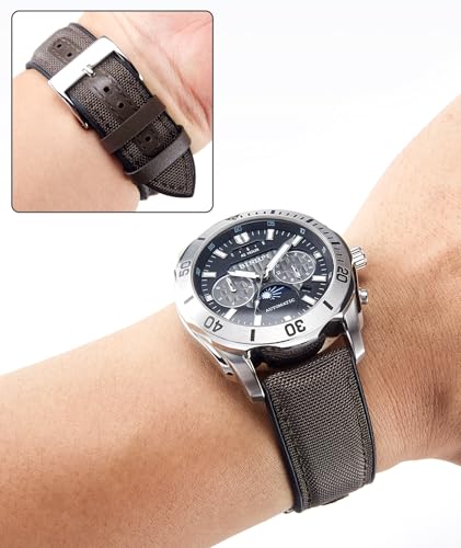 Image of BINLUN Nylon Silicone Watch Bands 18mm 19mm 20mm 21mm 22mm Quick Release Canvas Rubber Hybrid Watch Strap Replacement Watchband for Men Women 9 Colors Silver /Black Buckle