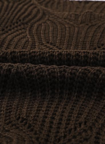 Image of Dokotoo Womens Sweaters 2026 Crewneck Cute Elegant Soft Long Sleeve Hollow Cable Knit Pullover Tops