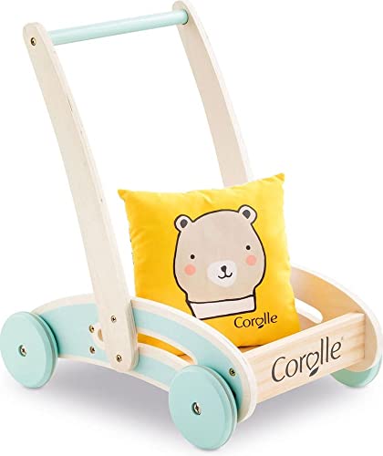 Corolle - Mon Premier Poupon, Chariot de Marche en Bois + Coussin, pour Poupon 30 cm, dès 12 Mois, 9000110600