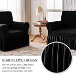 NICEEC Sofa Cover Thick Plush 1-Piece Warm Black Sofa Slipcover for Sofas Stretch Fluffy Couch Covers for Living Room Easy Fit Washable Soft Furniture Sofa Protector with Skirt - Image 3
