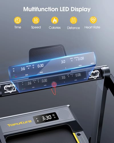 Image of TOPUTURE Walking Pad Treadmill with 12% Incline, 4 in 1 Foldable Treadmill with Handle Bar for Home /Office, Under Desk Treadmills Portable Folding Walking Pad with App & Bluetooth Speaker, 0.6-10MPH