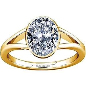 Divya Shakti 9.25-9.50 Carat American Diamond Oval Zircon Gemstone Panchdhatu Adjustable Ring for Men & Women