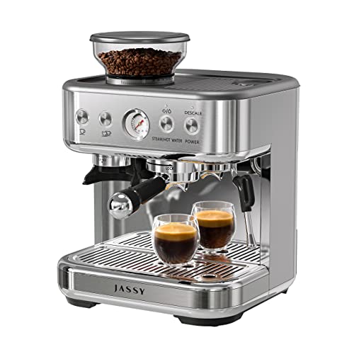 Jassy Espresso Machine 20 Bar Cappuccino Maker High Pressure Pump With Barista Coffee Grinder For Espresso/Cappuccino/Latte,1350W #TOP6