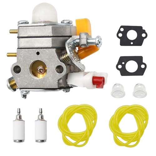 Hoypeyfiy Carburettor Jet Kit with Filter Gasket Hose Bubbles Replacement for Ryobi PBC3020 PBC3046YB PBC3046YE PBC3046E PBC3046B PLT3043E 30cc Strimmer Carb