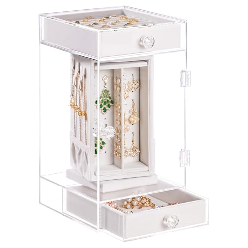 Homde Rotating Jewelry Box for Vanity: Acrylic Storage Organizer for