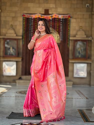 Divyadham Textiles coral banarasi silk saree – image 3