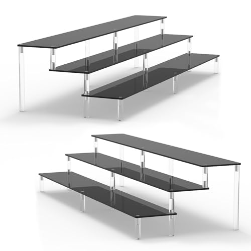 Image of AZEAM 2 Packs 15 3 /4 inch Acrylic Riser Display Stand Shelf Clear 3 Tier Display Shelves Compatible with Figures Cupcake Stand Food Dessert Holder