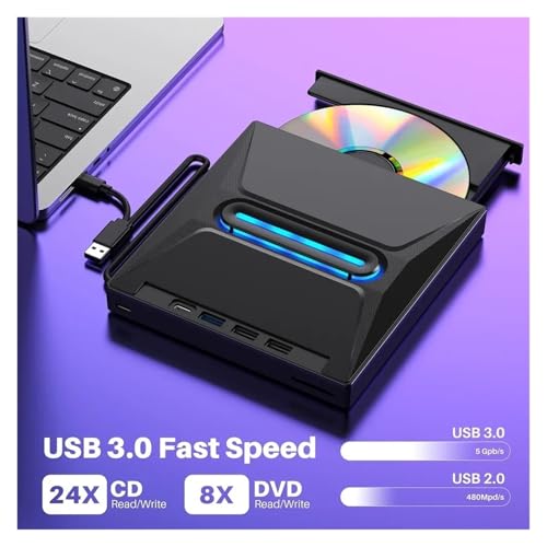 Grabadora De CD Y DVD Externa, BLU-Ray, Unidad CD/DVD+/-RW, Lector Tarjetas SD, ROM, Reproductor For Ordenador Portátil Escritorio Ahorro De Espacio(Only Read) - imagen 3
