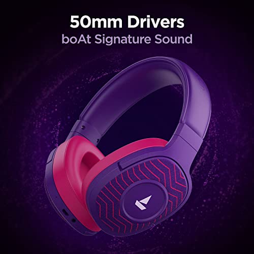 Image of boAt Rockerz 558 Sunburn Edition with 50MM Drivers, 20 Hours Playback, Physical Noise Isolation and Soft Padded Earcups Over Ear Wireless Headphone(Techno Purple)