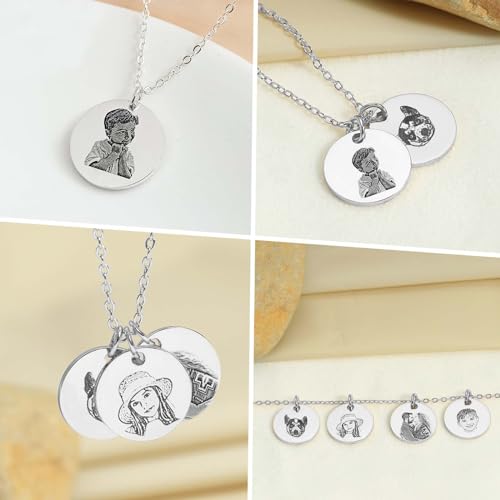 Picture Necklace Personalized Photo Necklace Customized, Photo Engraved Necklaces Custom Picture Memorial Pendant for Women Men 18K Gold Plated Handmade Jewelry Gift4