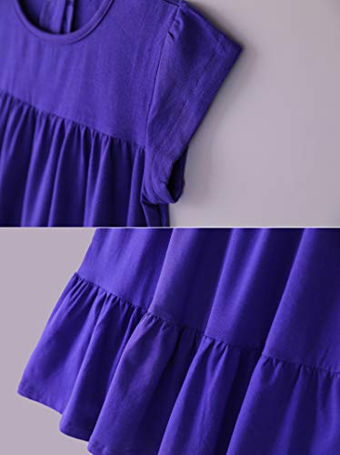 Image of Youwon Girls Dress Short Sleeve Solid Color Tunic A-Line Tiered Swing Dress 2-6 7-16