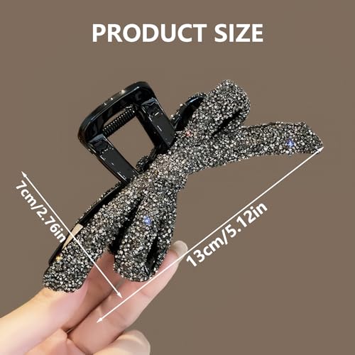 Pinzas para el cabello con moños glitter y cuentas negras miniatura 5