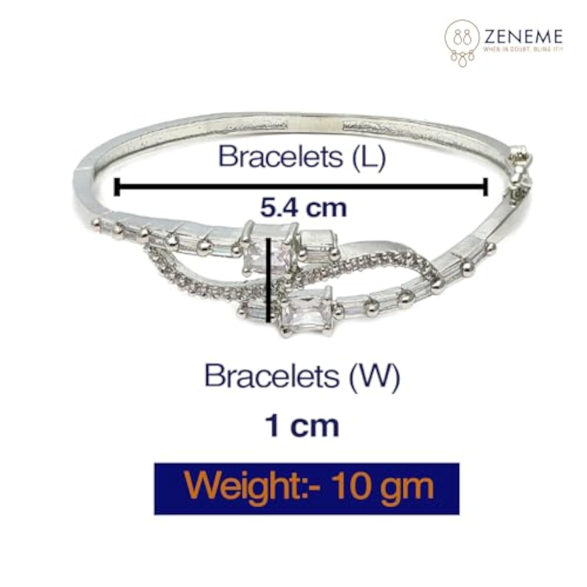 Rhodium-Plated American Diamond Flower Kada Bracelet