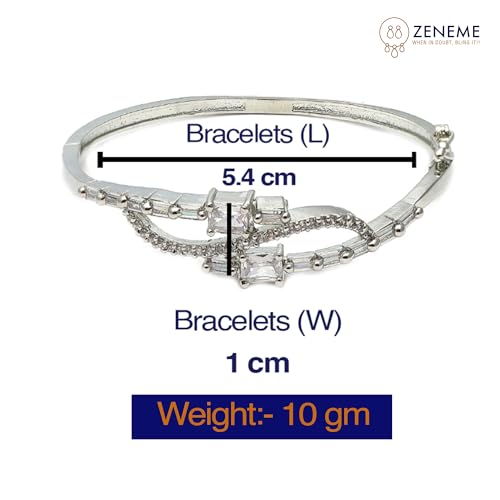 Rhodium-Plated American Diamond Flower Kada Bracelet