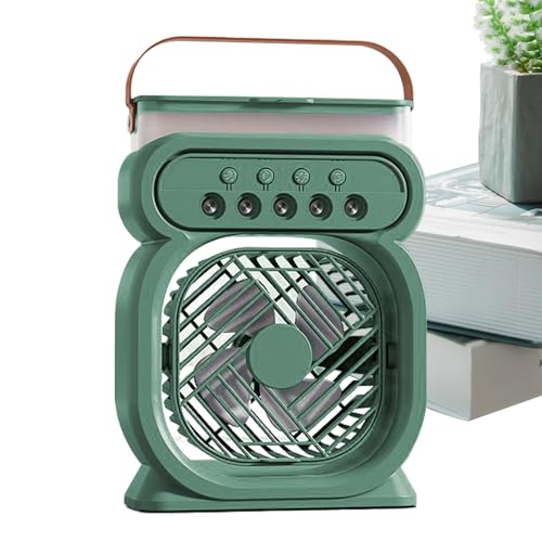Ventilador de nebulización portátil, ventilador de brincas, Refriger de ventilador personal de escritorio señor, Enfriador de aire tranquilo con 3 velocidades, batería de luz nocturna humidificador qu