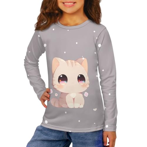 Image of Girls Long Sleeve T Shirt Cute Cartoon Crewneck Shirt for Kids 3-16Y Fall Winter Clothes