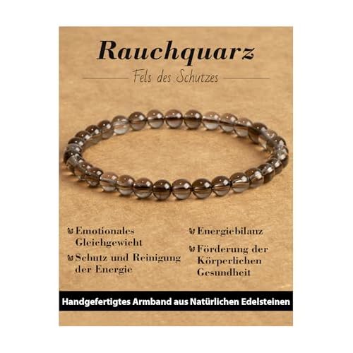 Landorilo 6mm Naturstein Perlen Heilstein Armband, für Damen und Herren Geeignet, Elastisches Perlenarmband für Yoga Chakren, Geschenk zum Geburtstag, Jahrestag Oder zu Weihnachten(Rauchquarz)