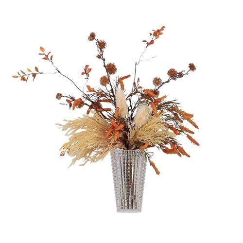 WFchenj222-6 Flores Artificiales en jarrones Decoración de Mesa for Sala de Estar, Juego de Flores de simulación de Lujo, florero de Cristal Artificial Decoración de Mesa