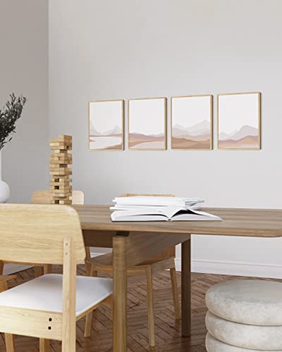 Haus And Hues Mountain Wall Art - Set Of 4 Mid Century Modern Wall Decor, Landscape Wall Art, Nature Wall Decor, Modern Art Wall Decor, Wall Art Landscape Art, Mountain Framed (Beige Framed, 8X10) #TOP5