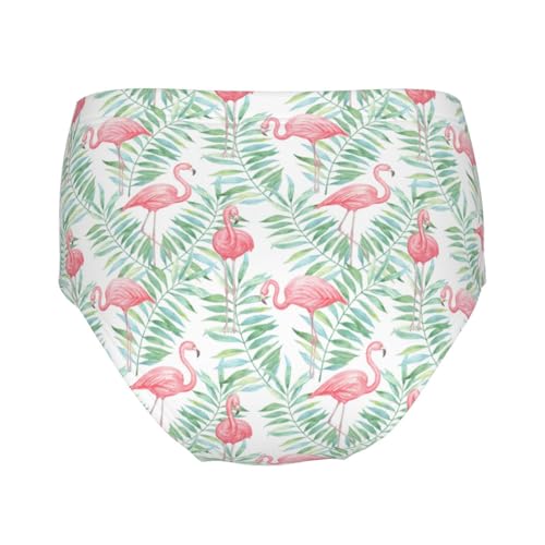 Flamingo And Tropical Leaves Girls' Underwear Soft Cotton Little Girls Panties Comfort Briefs2