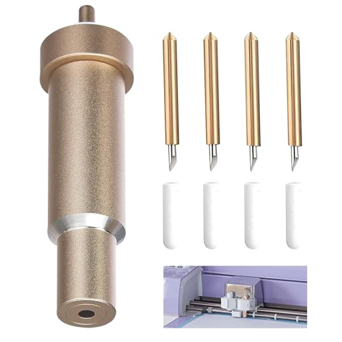 4 Stk Premium Feinpunktklingen + Gehäuse Ersatzklingen Kompatibel für Cricut Maker Maker 3 Explore Air 3 Air 2 One mit 2 60 2 30 Feine Spitzenklingen Cricut Zubehör Gold