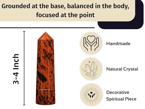 Image of Crystal Heaven Mahogany Obsidian Crystal Tower Obelisk Point For Chakra, Healing And Balancing - Aaa Grade Original Certified Gemstone Agate For Reiki Meditation Yoga Spiritual (3-4 Inches)