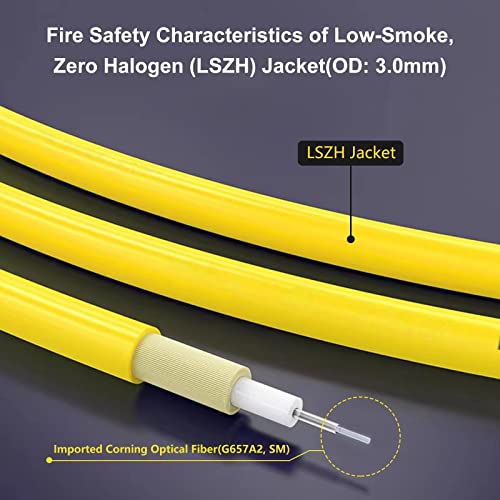 Image of 30ft (10m) SC /APC to SC /APC Fiber Optic Internet Cable, Single Mode Fiber Patch Cable, Fiber Optic Jumper Cable, Optical Patch Cord for Internet - SIMPLEX - 9 /125um - OS1 /OS2 Compatible, LSZH Yellow