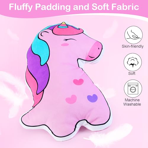 Image of FIODAY Seat Belt Cover Pad for Kids Unicorn Seatbelt Pillow Soft Seat Belt Cover Car Pillow Toddler Travel Seat Strap Pad Neck Support for Girls Boys, Pink Purple