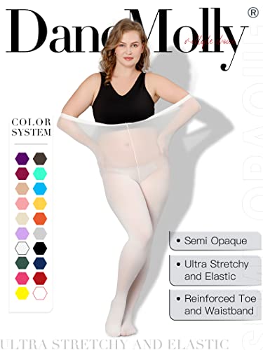 Image of DancMolly Plus Size Tights for Women, Control Top Semi Opaque Nylon Pantyhose High Waist