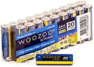 Woozoo ® by Ohyama, AAA Alkaline batteries (pack of 20), 1.5V, 1250mAh, Long Lasting Power, 10-Year Shelf Life, For small electric devices - Dry Cell Battery LR03 - Blue