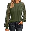 AUTOMET Womens Long Sleeve Shirts Pleated Lace Tops Fall Fashion Outfits Business Casual Blouses