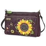 CHALA RFID Protected Vegan Leather Deluxe Crossbody Bag with Adjustable Straps - Sunflower - plum