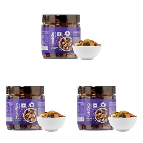 Image of Amazon Brand - Vedaka Dry Fruits and Nuts Mix |200 gm | Almond, Cashew, Walnut, Pistachio, Cranberry and Raisin | Healthy Snacking (Pack of 3)
