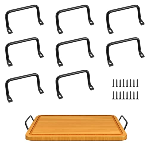 8 Pack Serving Tray Handles Matte Black Cabinet Pull Handles for Drawer Charcuterie Board Handles Cutting Board Handles Noodle Board
