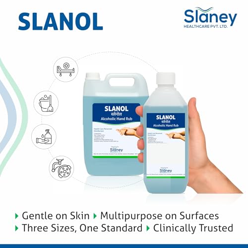 Image of Slanol Alcoholic Hand Rub - 500ml Surgical Grade Hand Sanitizer with 75% Isopropyl Alcohol & Moisturizer, Kills 99.9% Germs, Professional Disinfectant for Medical & Home Use (Pack of 2)